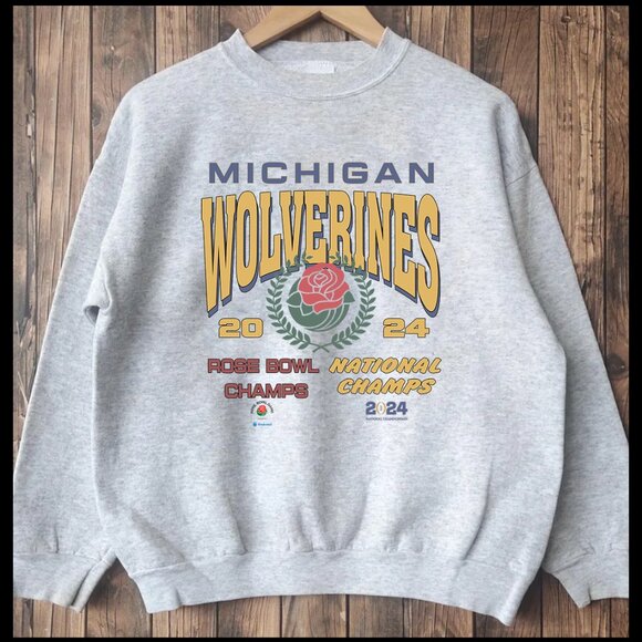 University Of Michigan Sweatshirt Michigan Wolverines 2024 Rose Bowl Shirts - Picture 1 of 2